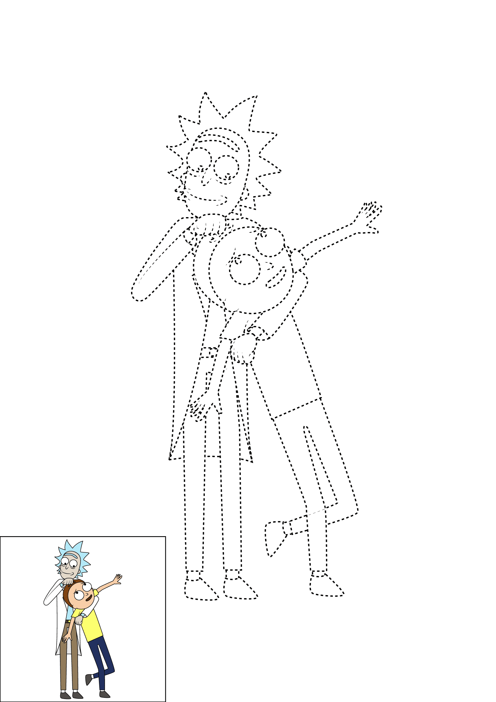 How to Draw Rick And Morty Step by Step Printable Dotted