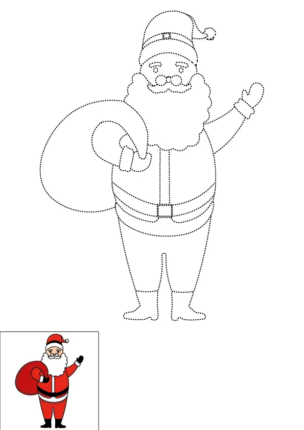 How to Draw Santa Claus Step by Step Printable Dotted