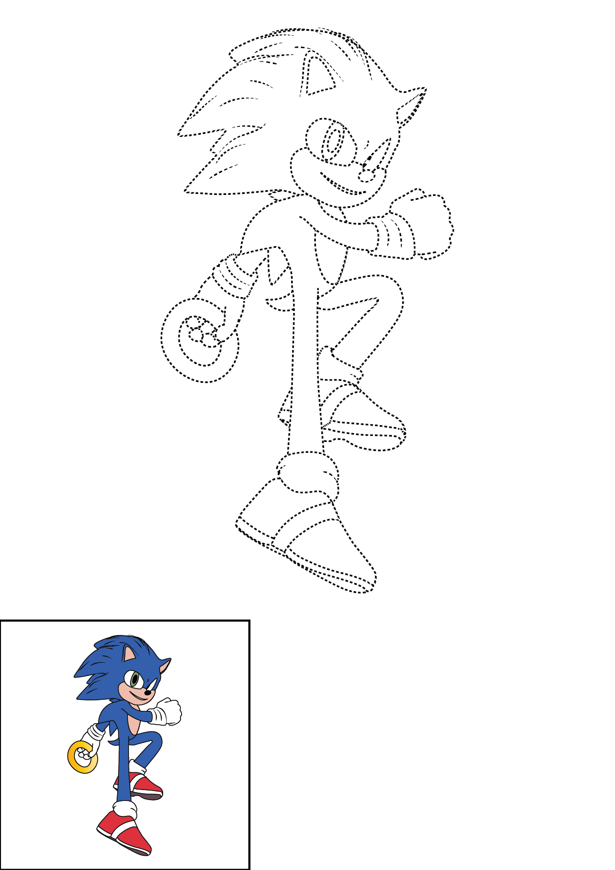 How to Draw Sonic The Hedgehog Step by Step Printable Dotted