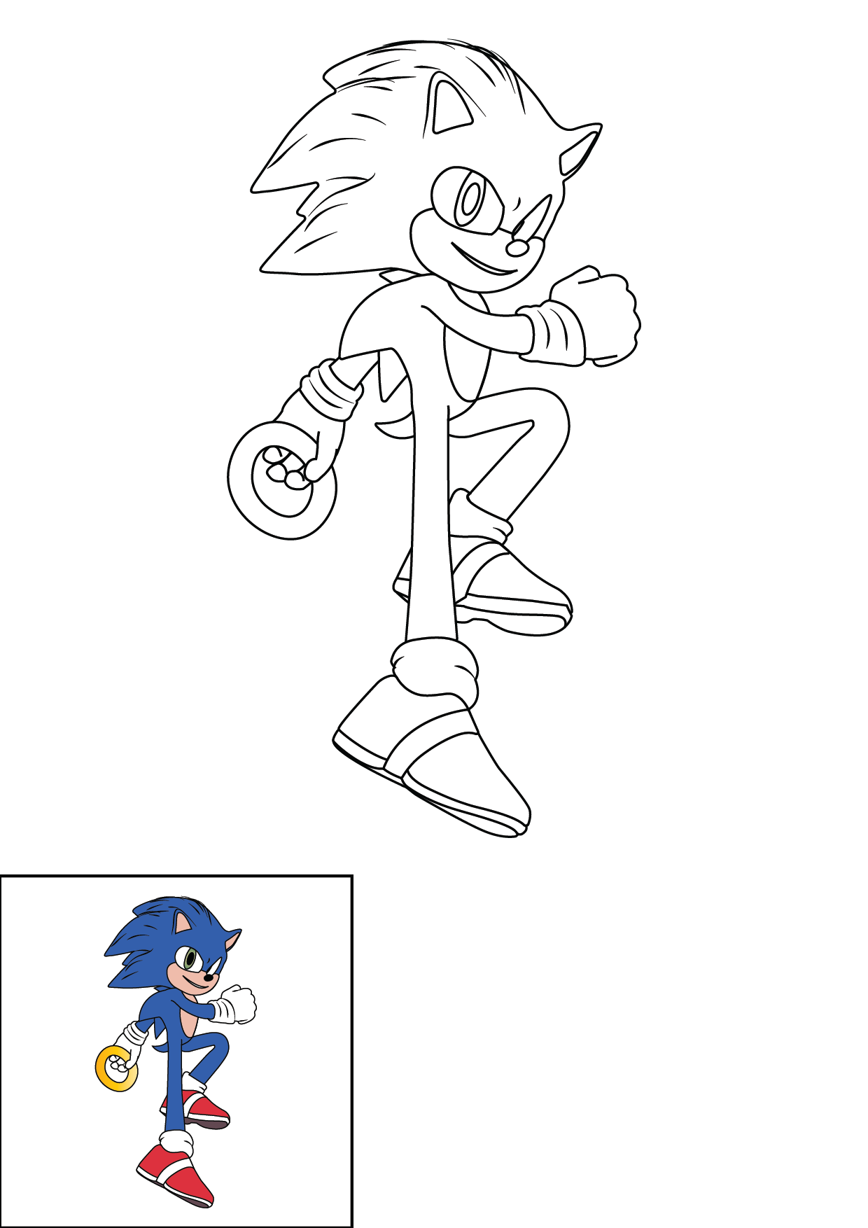 How to Draw Sonic The Hedgehog Step by Step Printable Color