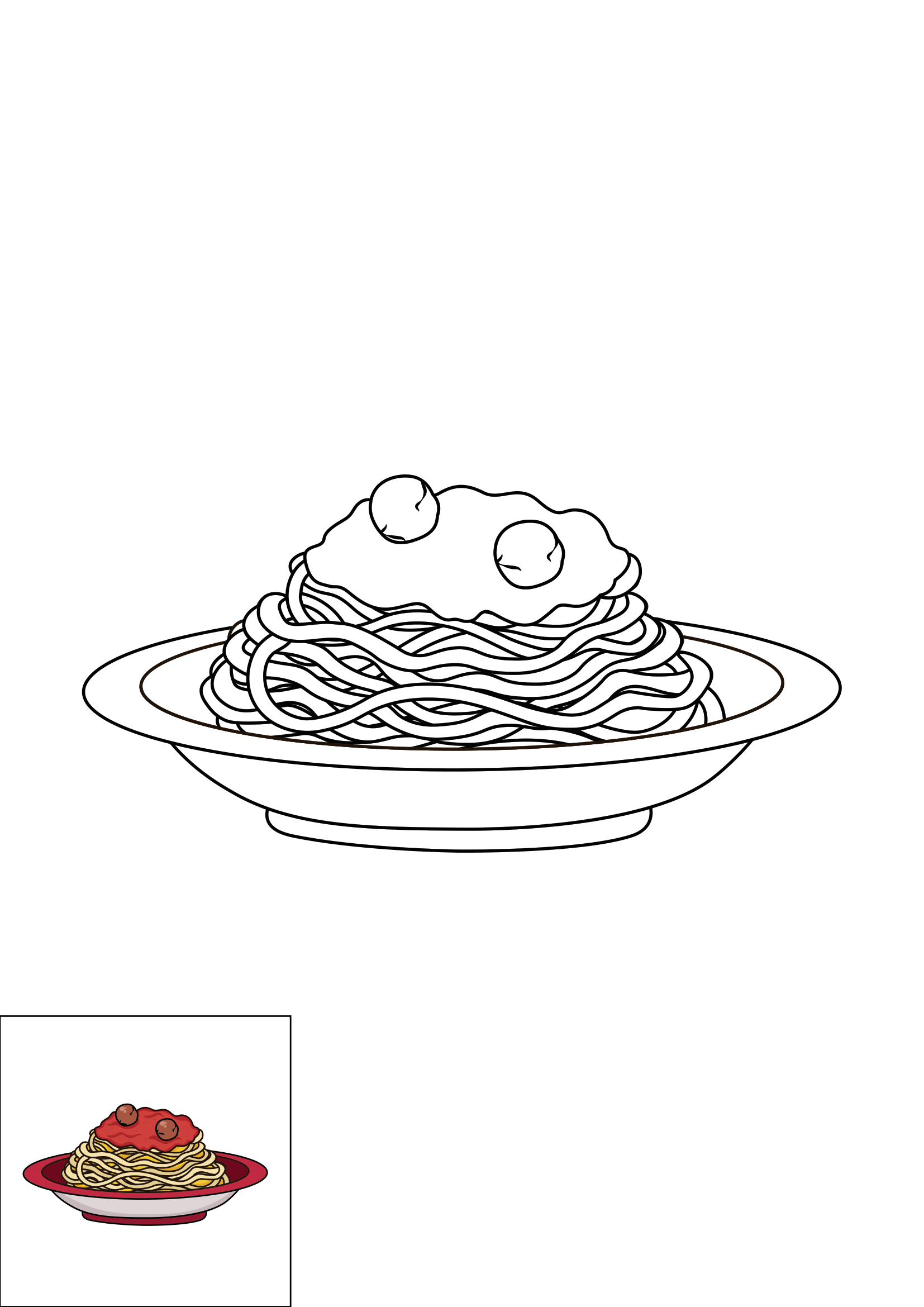 How to Draw Spaghetti And Meatballs Step by Step Printable Color