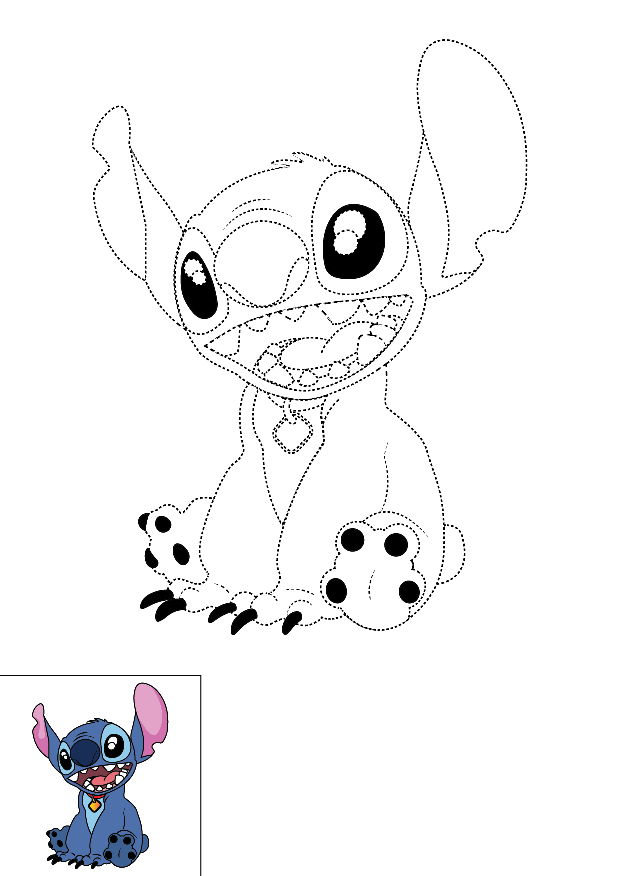 How to Draw Stitch Step by Step Printable Dotted