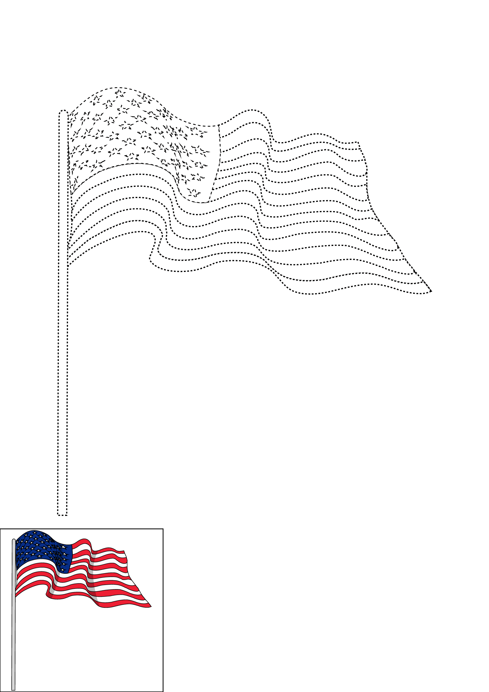 How to Draw The American Flag Step by Step Printable Dotted