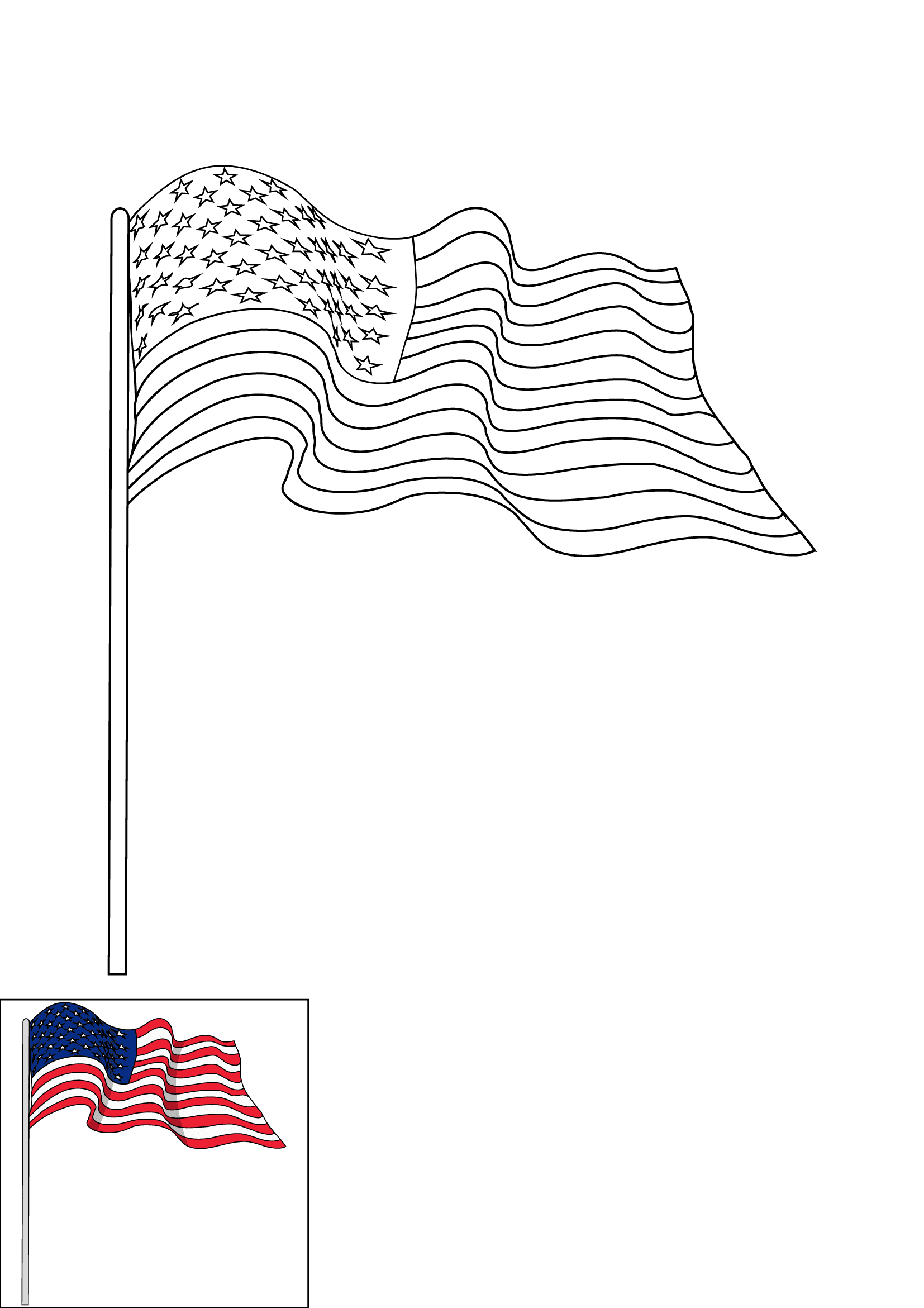 How to Draw The American Flag Step by Step Printable Color