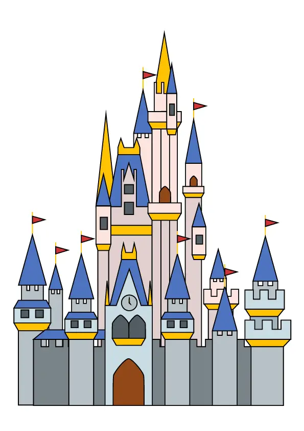 How to Draw The Disney Castle Step by Step Printable