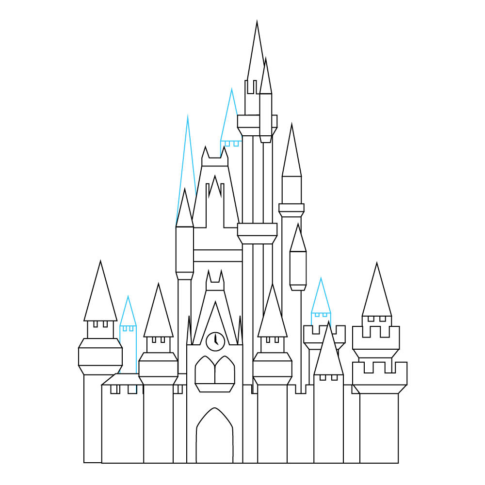 How To Draw The Disney Castle Step By Step