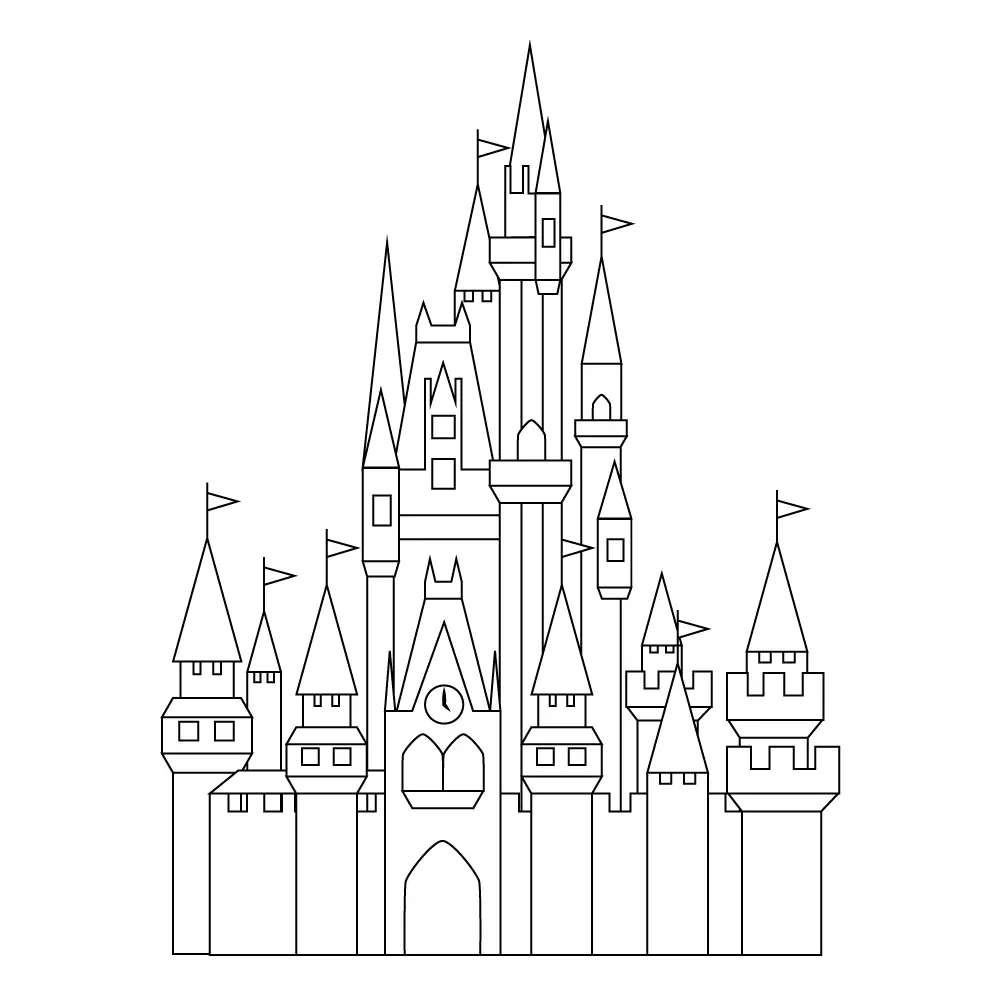 How to Draw The Disney Castle Step by Step Step  13