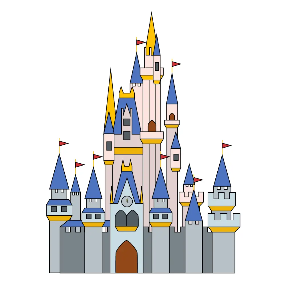 How to Draw The Disney Castle Step by Step Step  14
