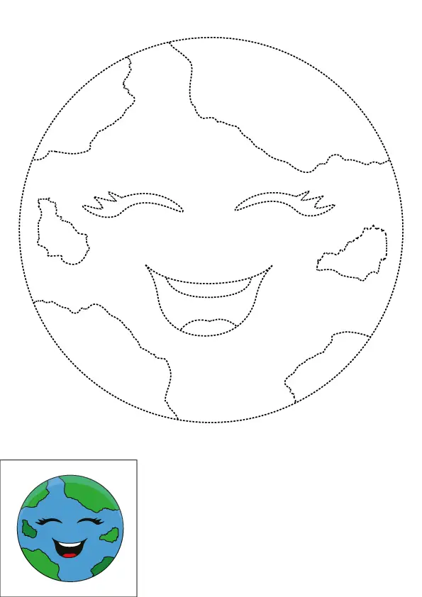 How to Draw The Earth Step by Step Printable Dotted