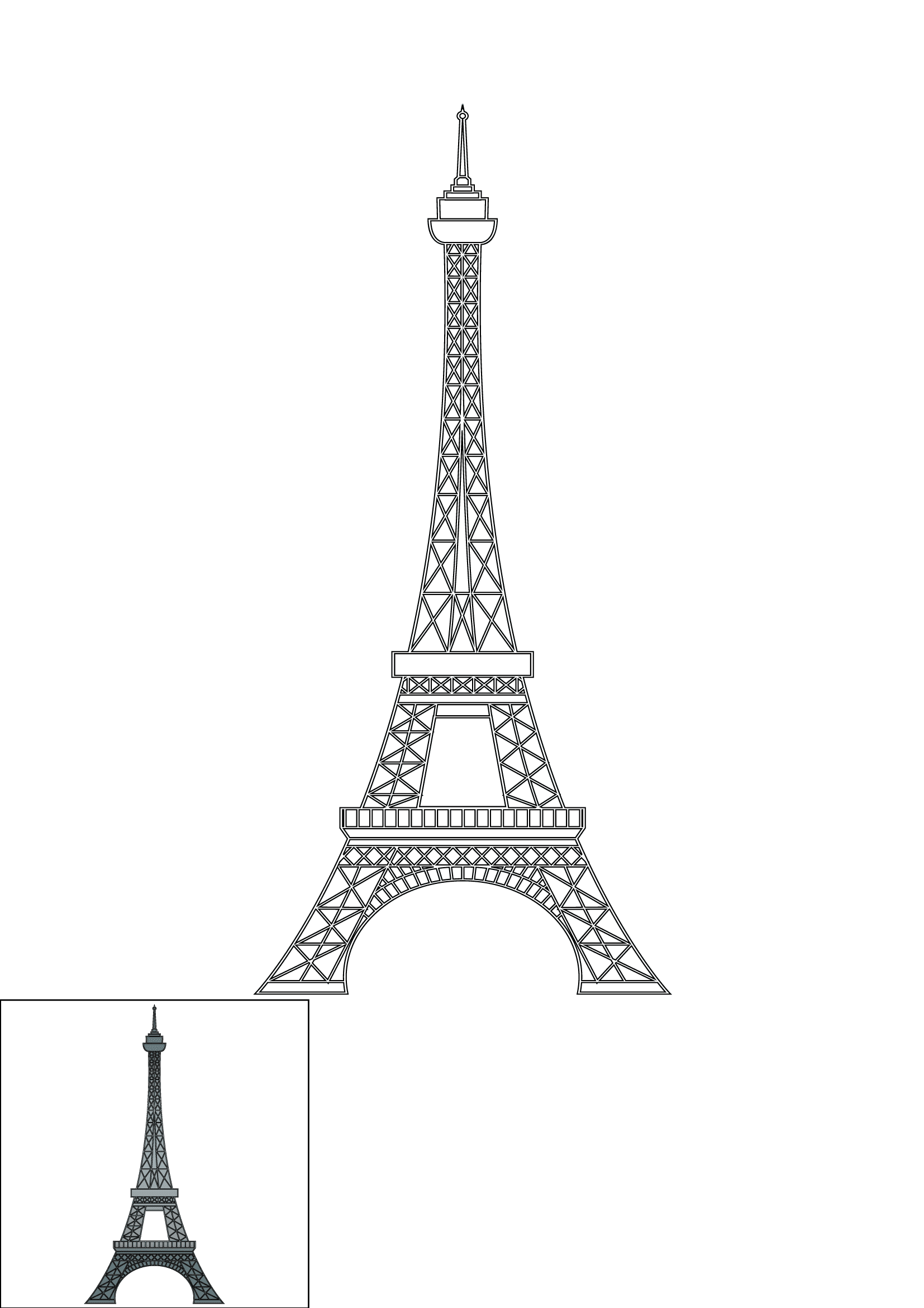 How to Draw The Eiffel Tower Step by Step Printable Color