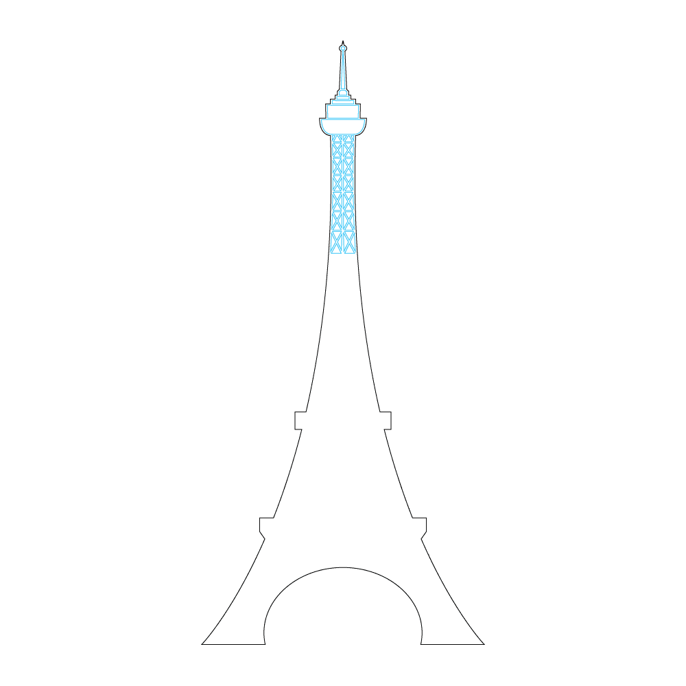 How to Draw The Eiffel Tower Step by Step Step  3