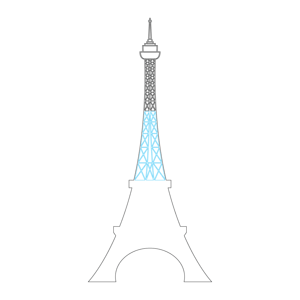 How to Draw The Eiffel Tower Step by Step Step  4