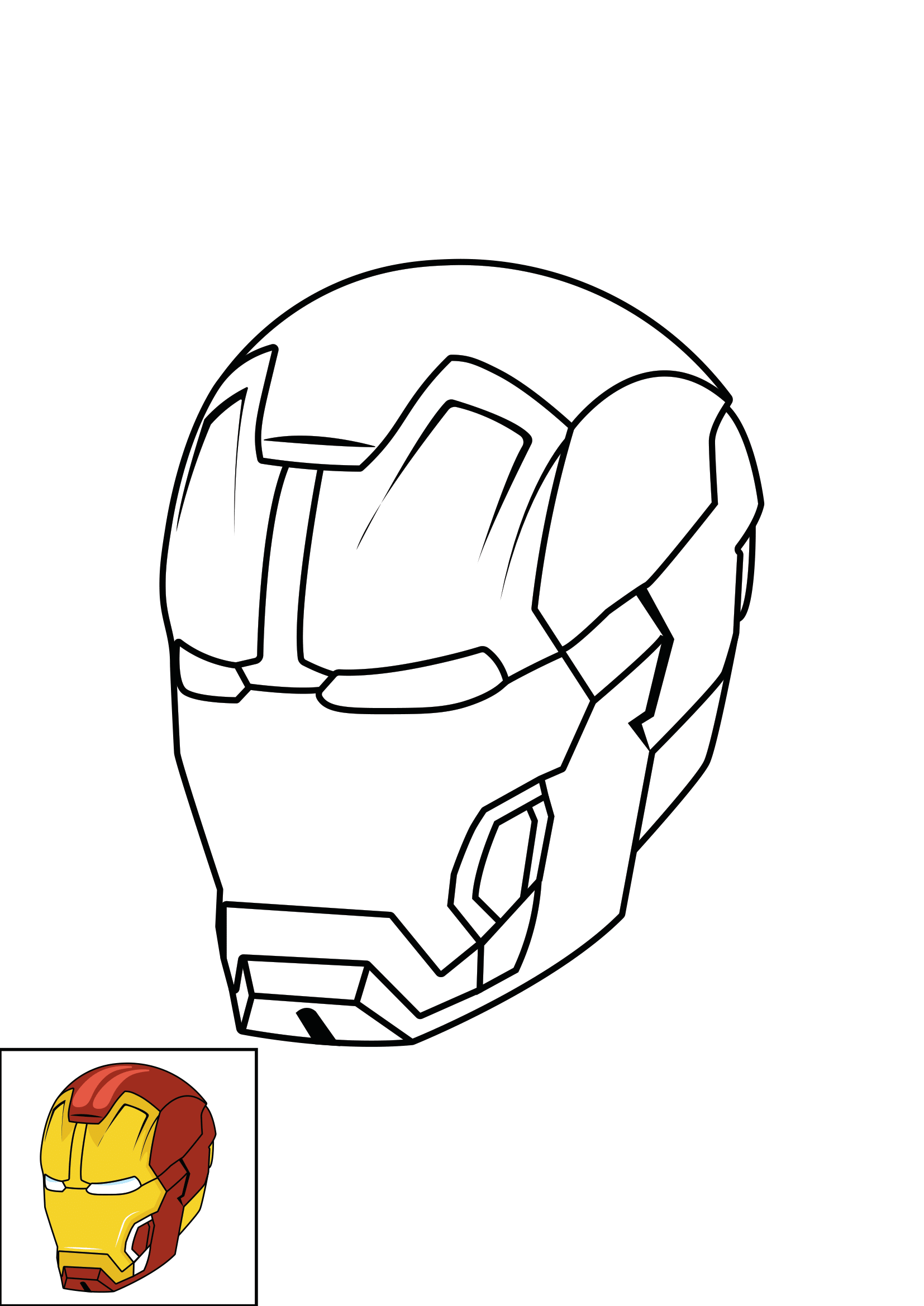 How to Draw The Iron Man Helmet Step by Step Printable Color