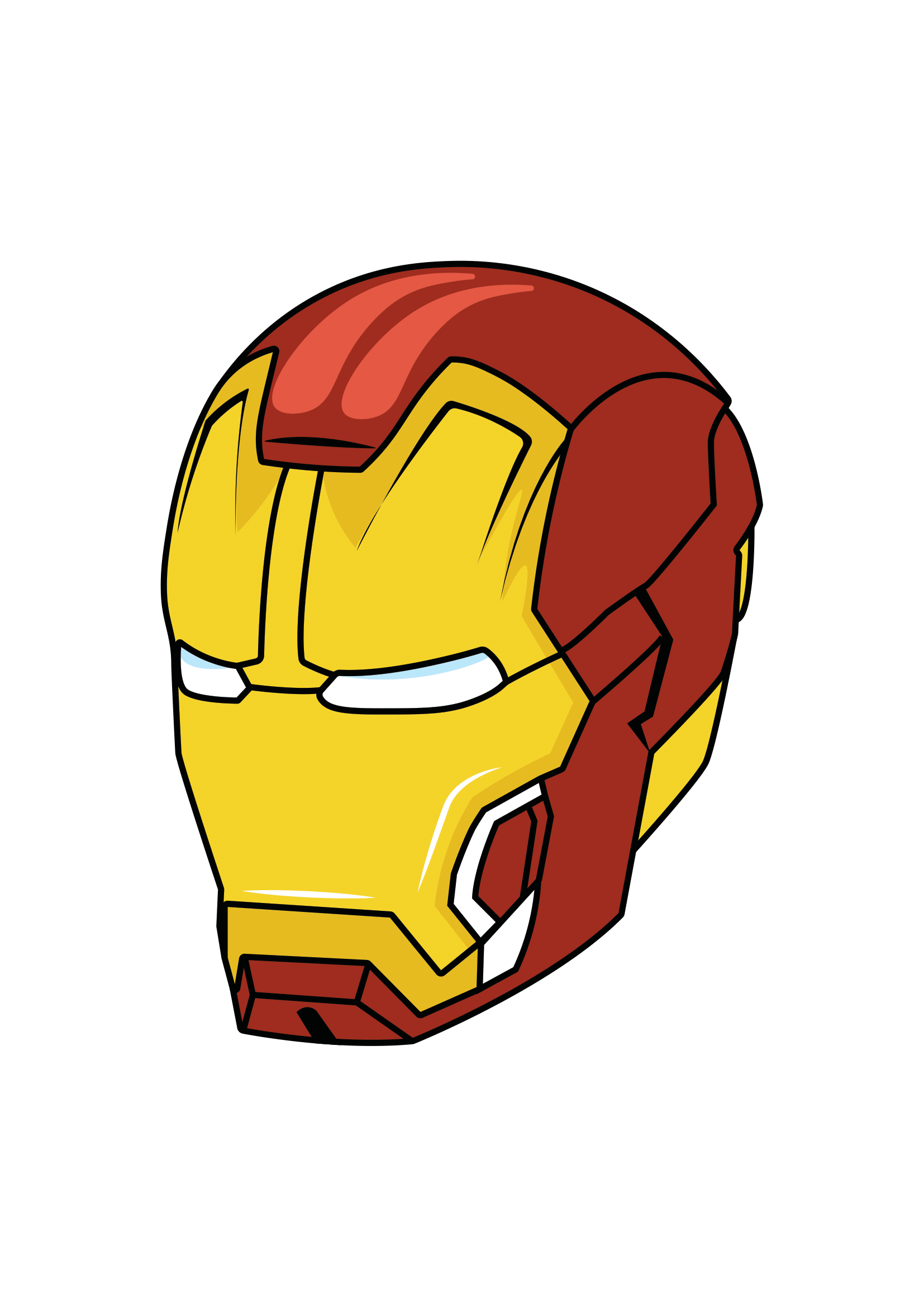 How to Draw The Iron Man Helmet Step by Step Printable