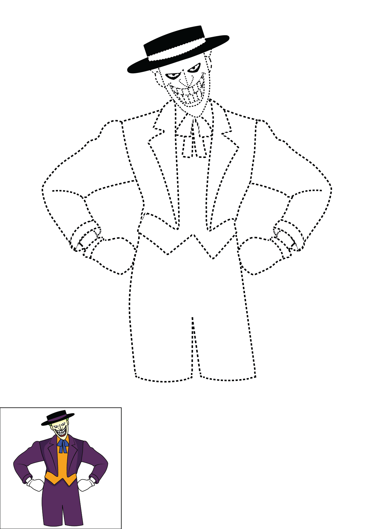 How to Draw The Joker Cartoon Step by Step Printable Dotted