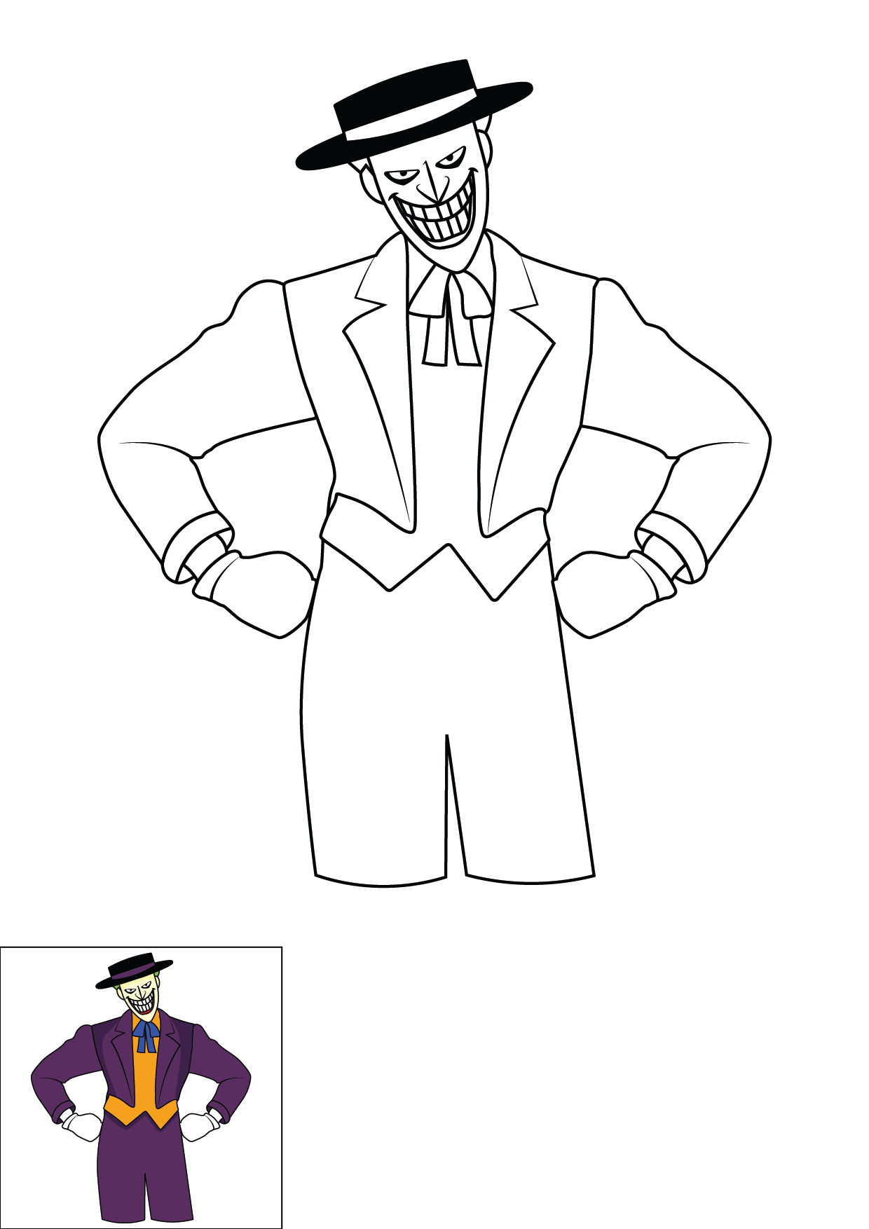 How to Draw The Joker Cartoon Step by Step Printable Color