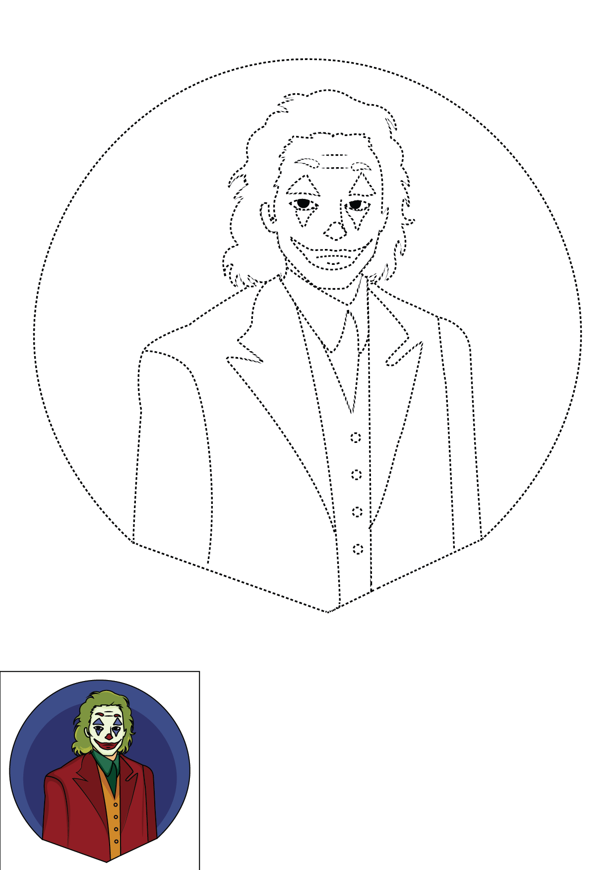 How to Draw The Joker Step by Step Printable Dotted