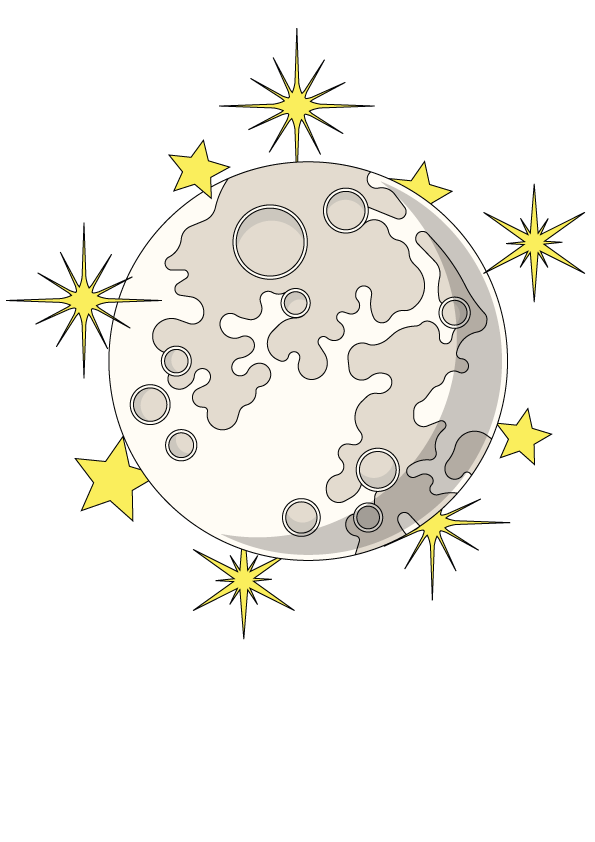 How to Draw The Moon And Stars Step by Step Printable