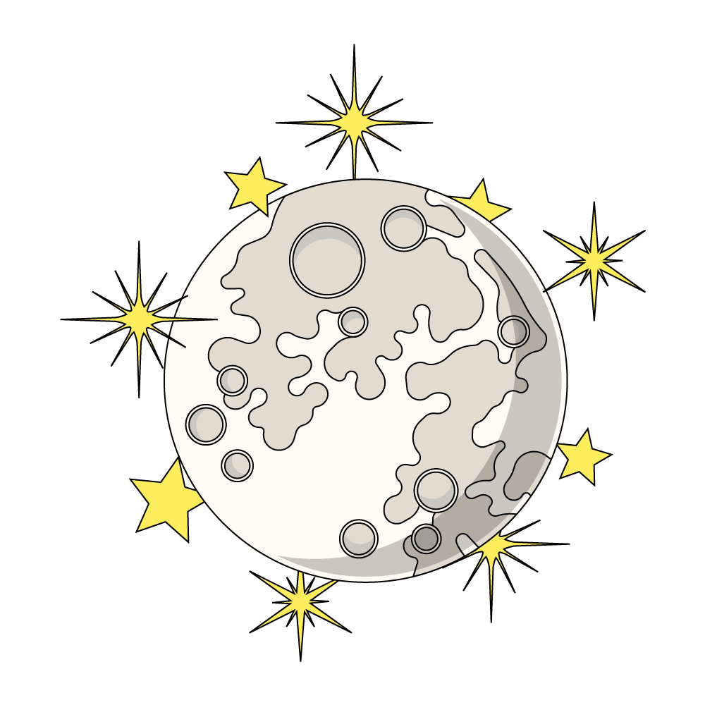 How to Draw The Moon And Stars Step by Step Step  10