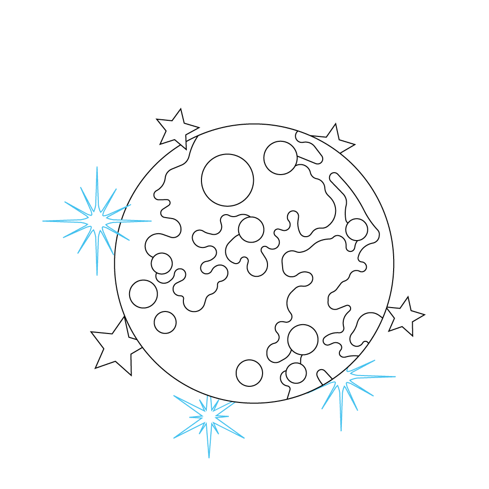 How to Draw The Moon And Stars Step by Step Step  7