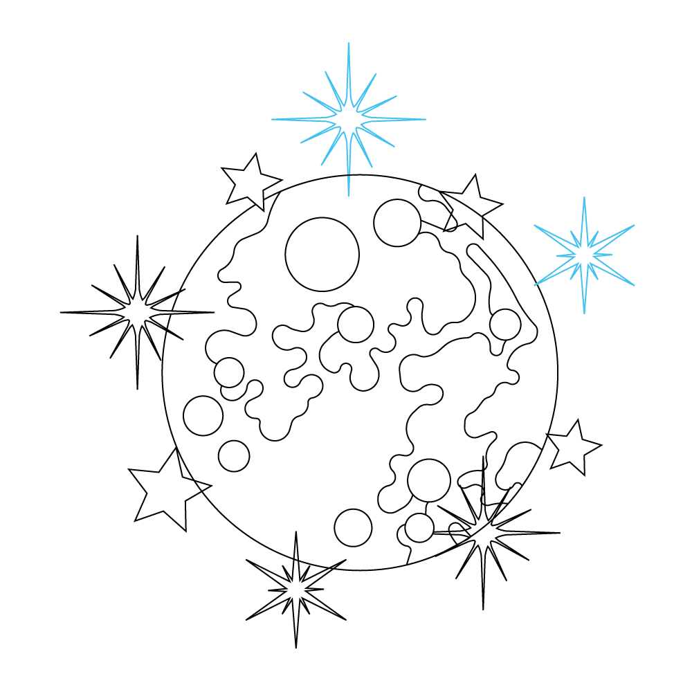 How to Draw The Moon And Stars Step by Step Step  8