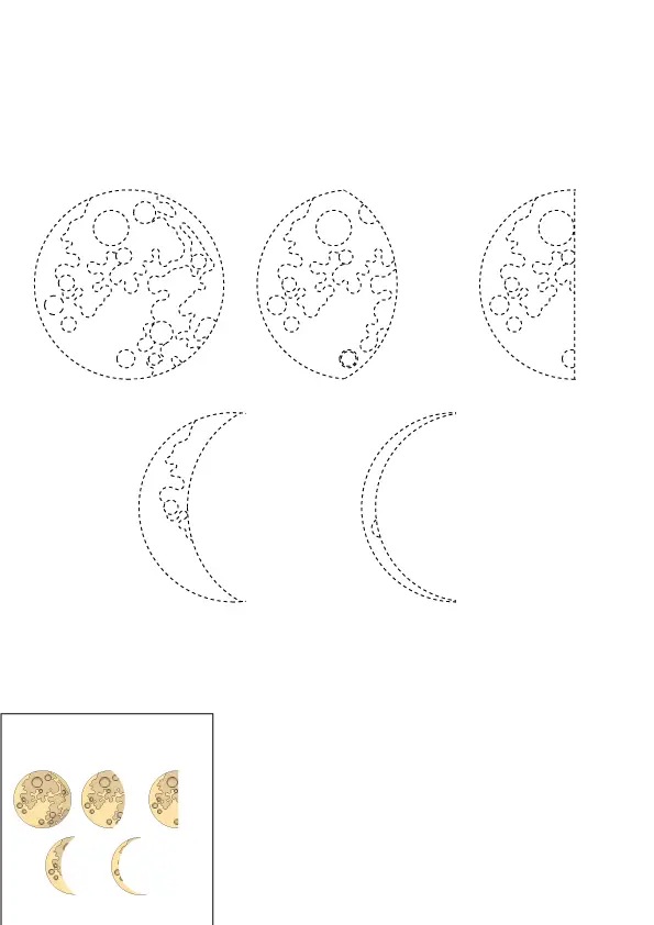 How to Draw The Moon Phases Step by Step Printable Dotted