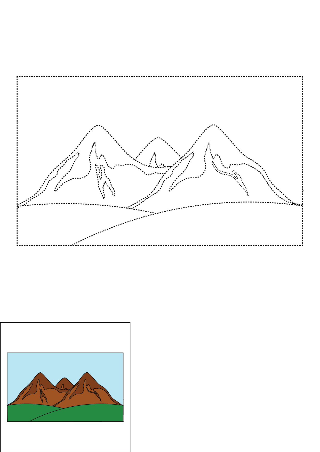 How to Draw The Mountains Step by Step Printable Dotted