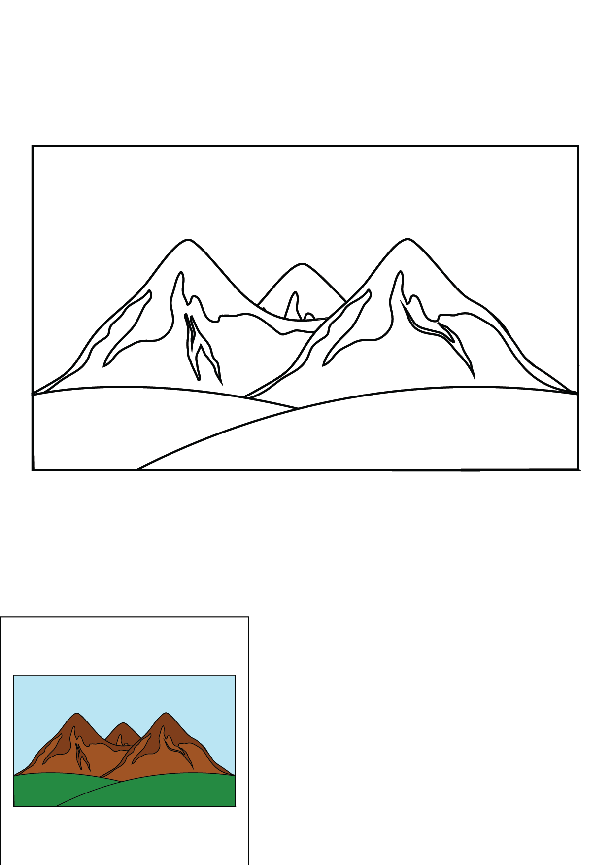 How to Draw The Mountains Step by Step Printable Color