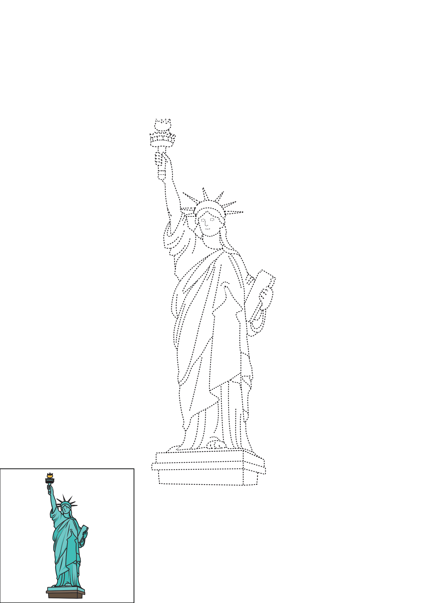 How to Draw The Statue Of Liberty Step by Step Printable Dotted