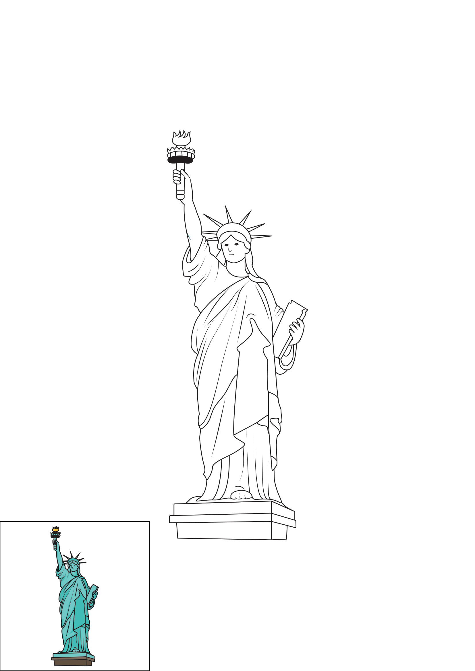 How to Draw The Statue Of Liberty Step by Step Printable Color
