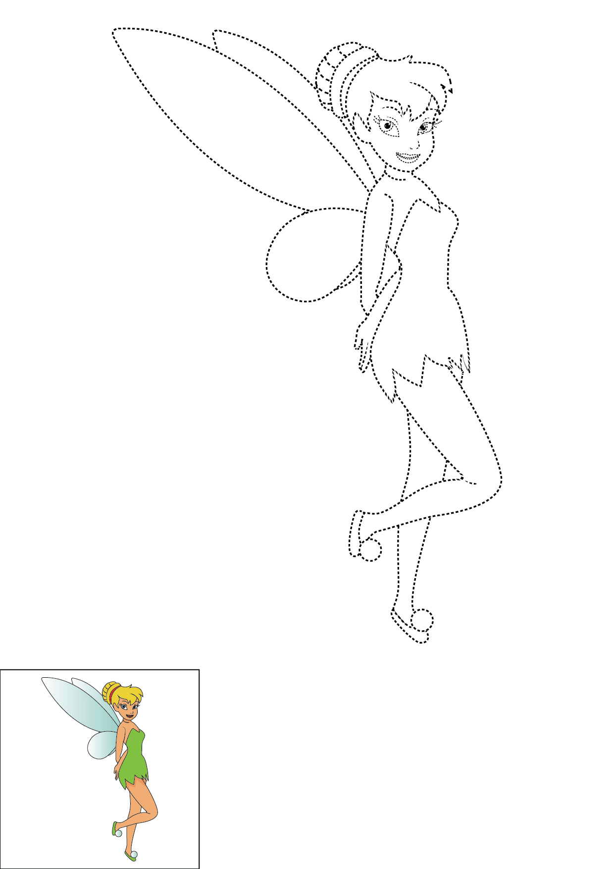 How to Draw Tinkerbell Step by Step Printable Dotted