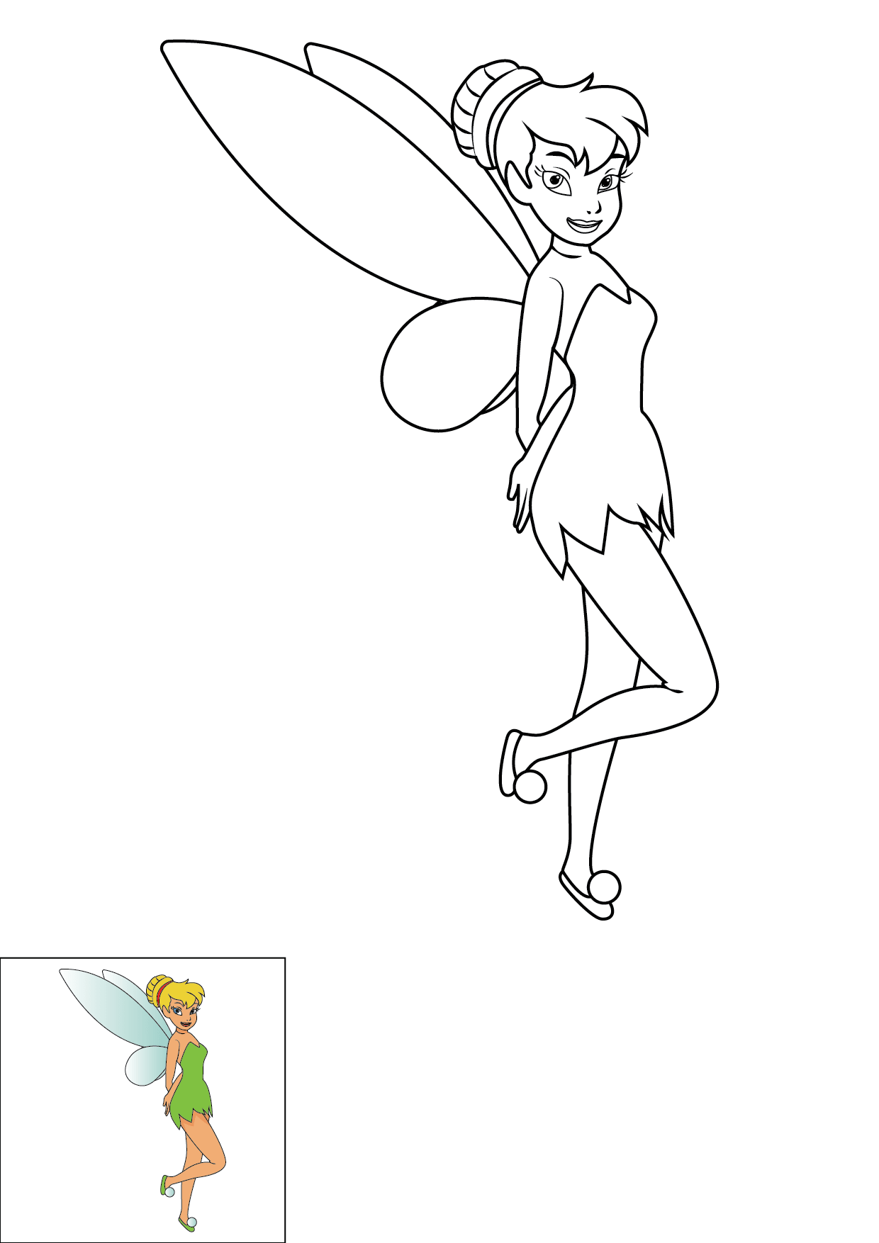 How to Draw Tinkerbell Step by Step Printable Color