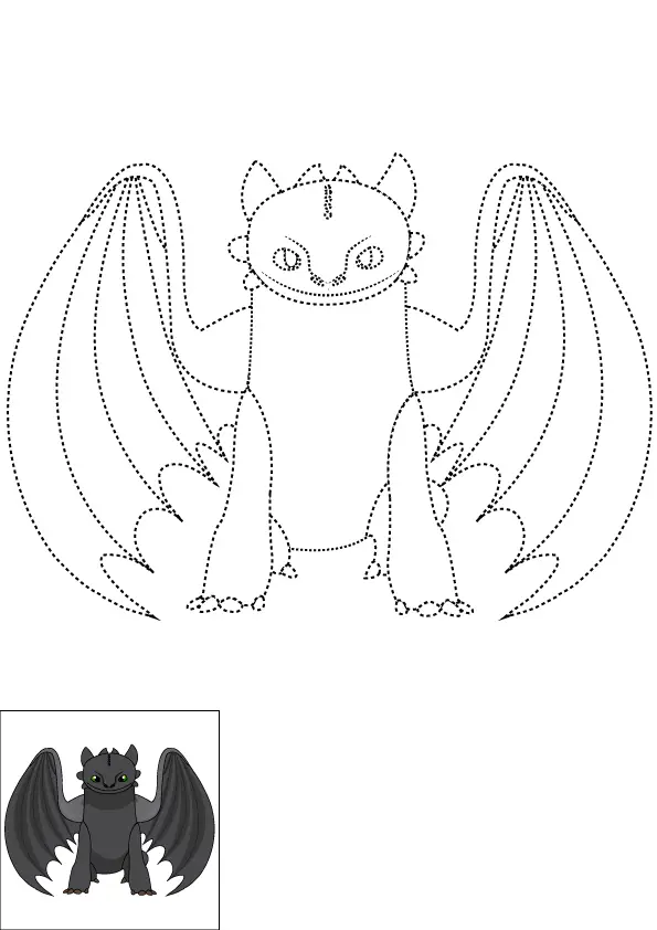 How to Draw Toothless Step by Step Printable Dotted