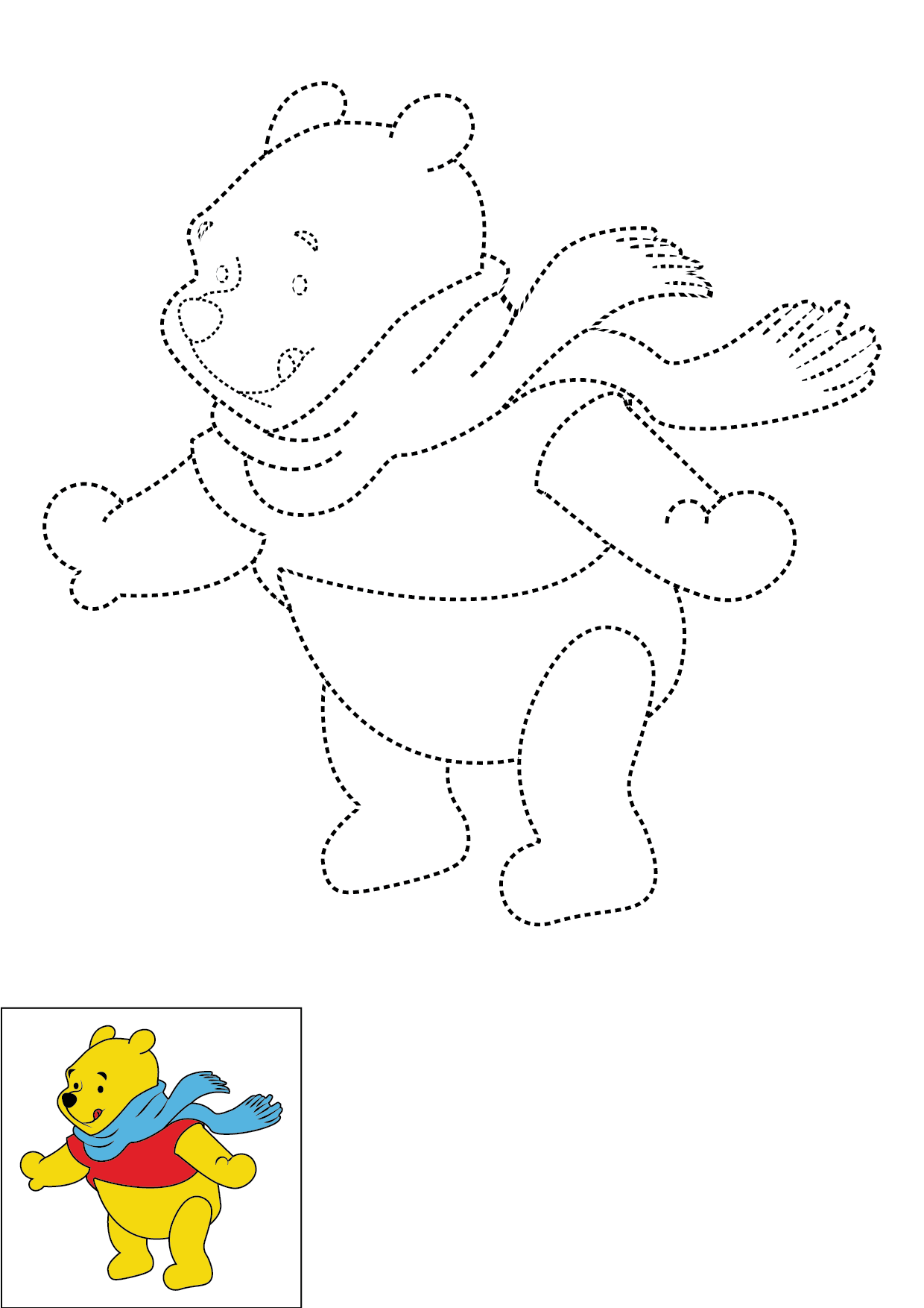 How to Draw Winnie The Pooh Step by Step Printable Dotted