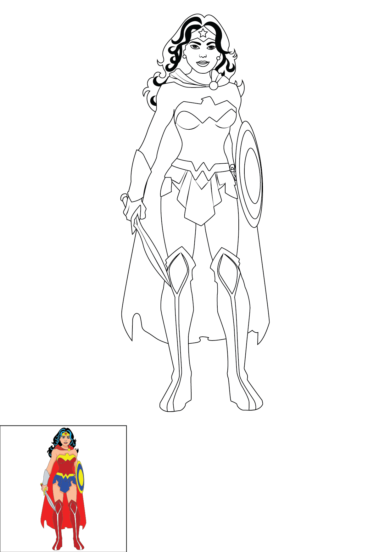 How to Draw Wonder Woman Step by Step Printable Color
