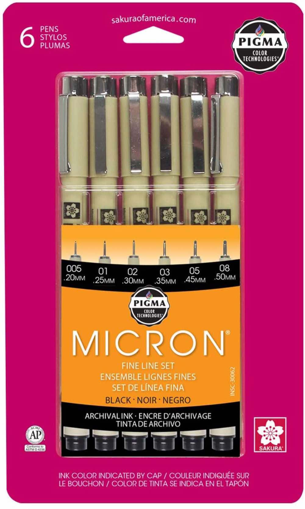 Sakura Pigma Micron Pens (Black, fine points)