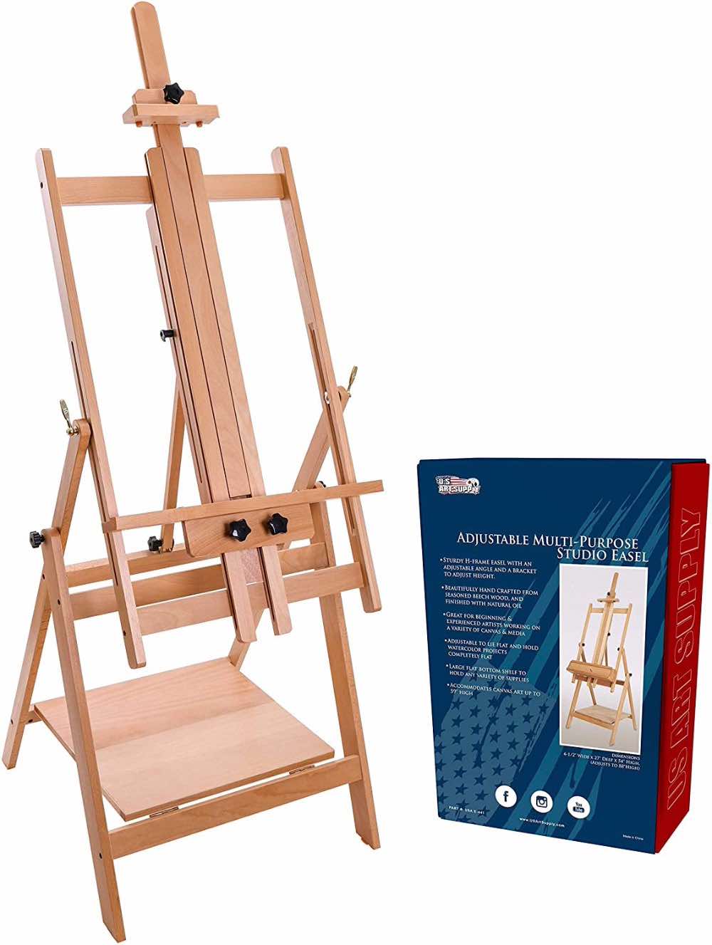 U.S Art Supply Adjustable Easel