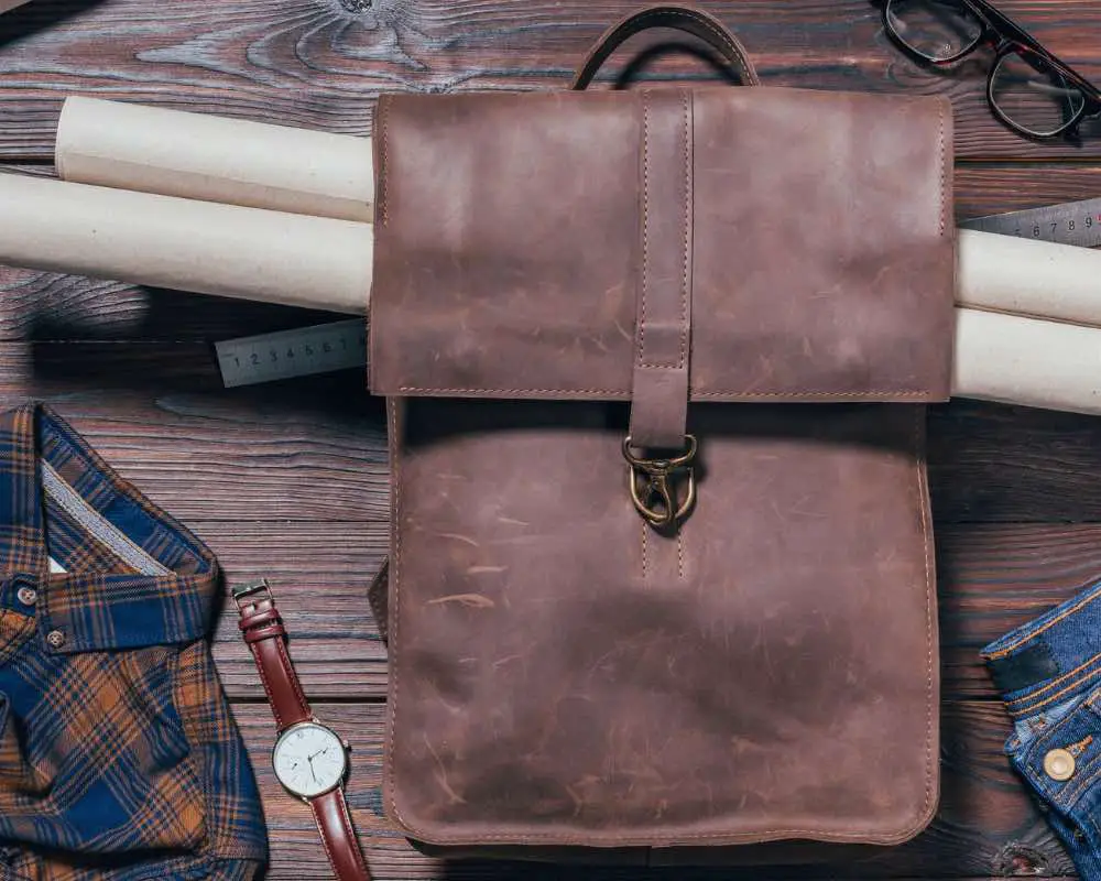 A brown leather bag