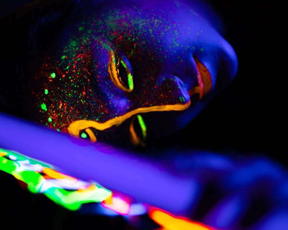 Glow in the dark paint on face