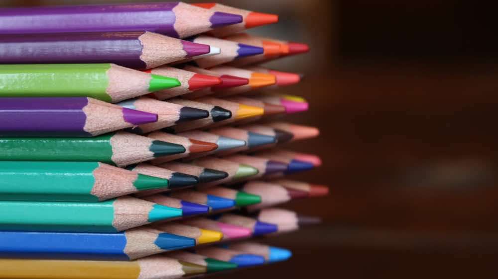 Colored pencils in vibrant and multiple shades