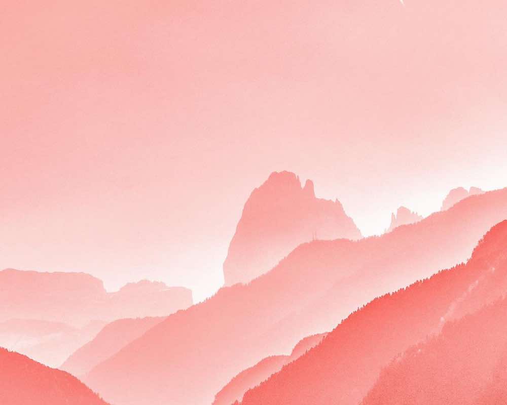 Contrasting elements of light pinkish-orange in a landscape