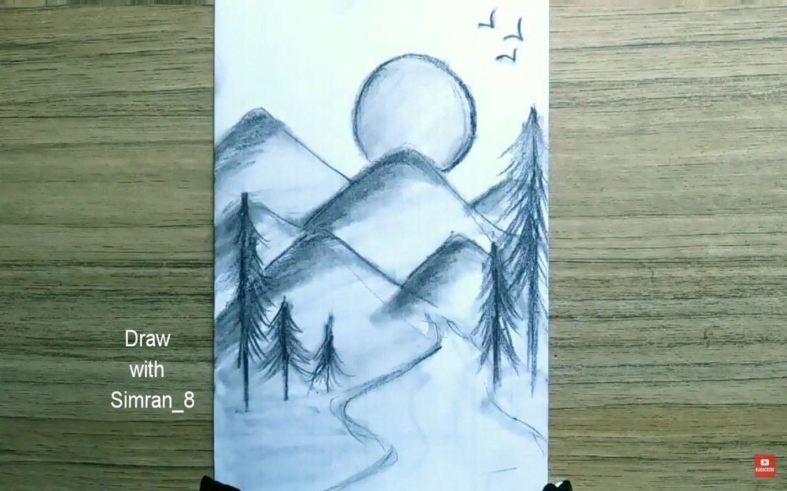 Charcoal Drawing Landscape, Beginner Charcoal Drawing Landscape Easy