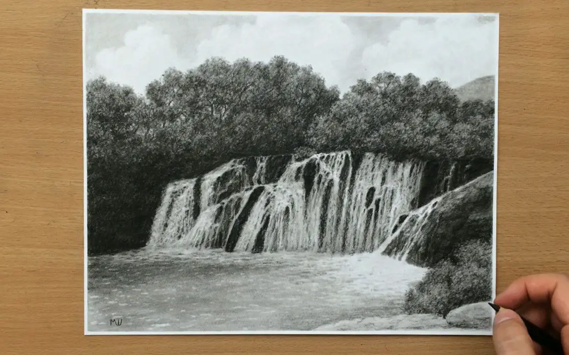 Stunning Waterfall Drawing