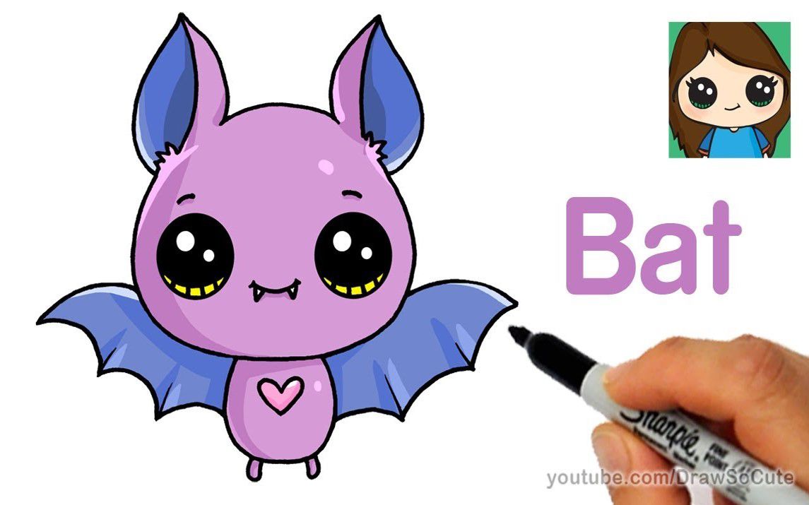 Adorable Bat Drawing