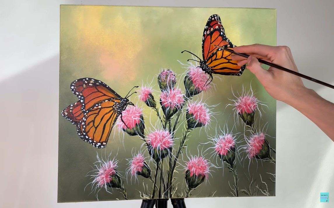 Stunning painting of Butterflies with Flowers