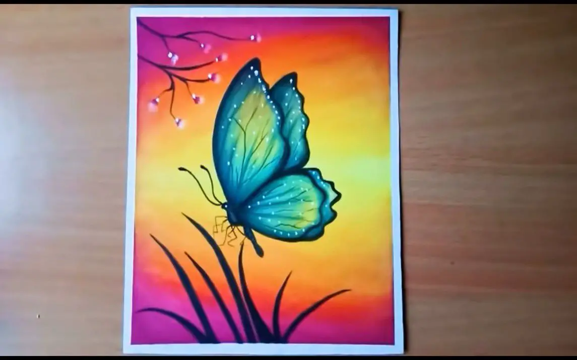Abstract Butterfly Scenery using Oil Pastels
