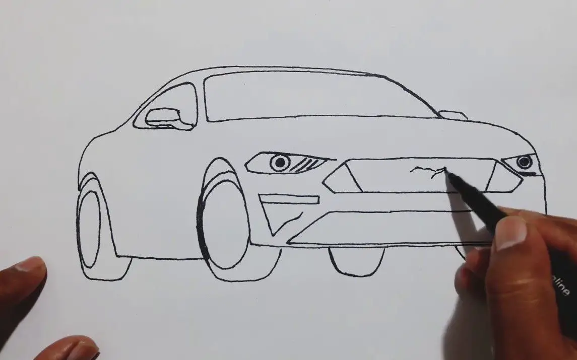 Step by Step Ford Mustang Drawing Tutorial