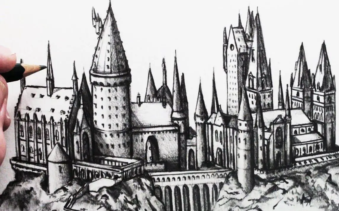 A Stunning Sketch of the Hogwarts Castle