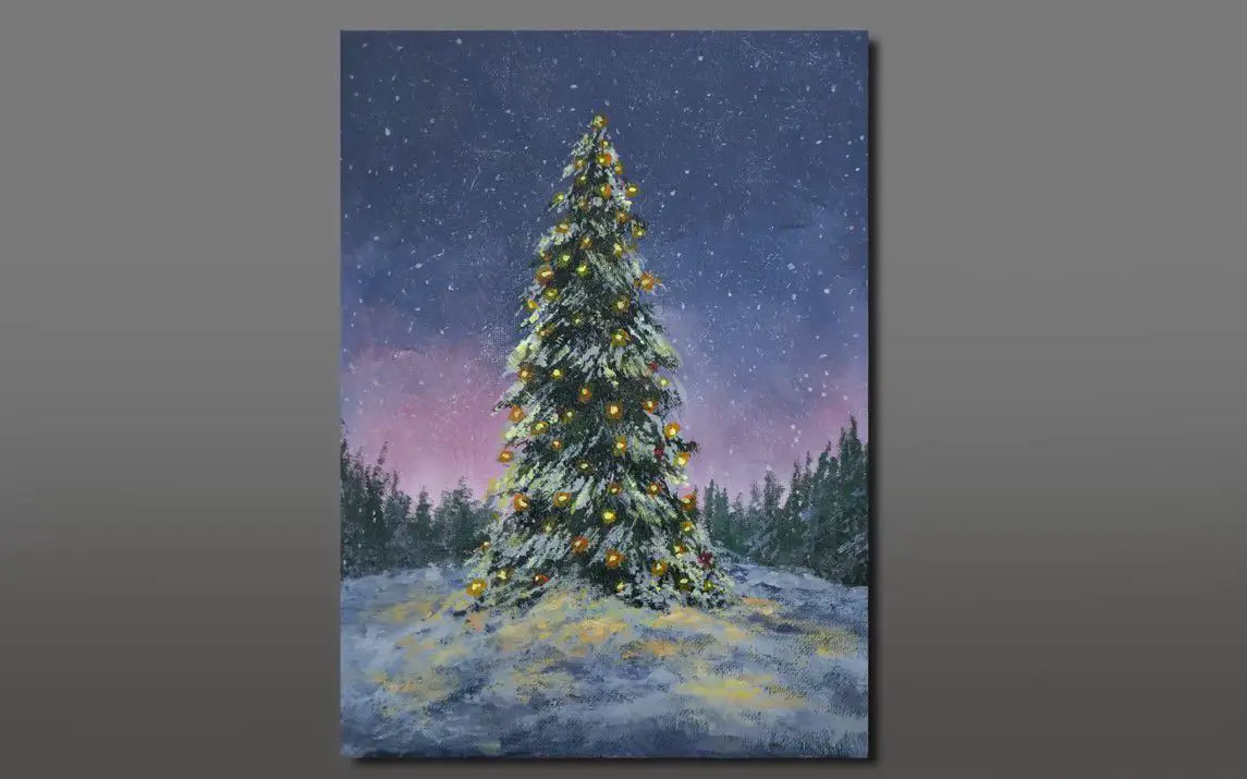 Majestic Acrylic Painting of a Christmas Tree