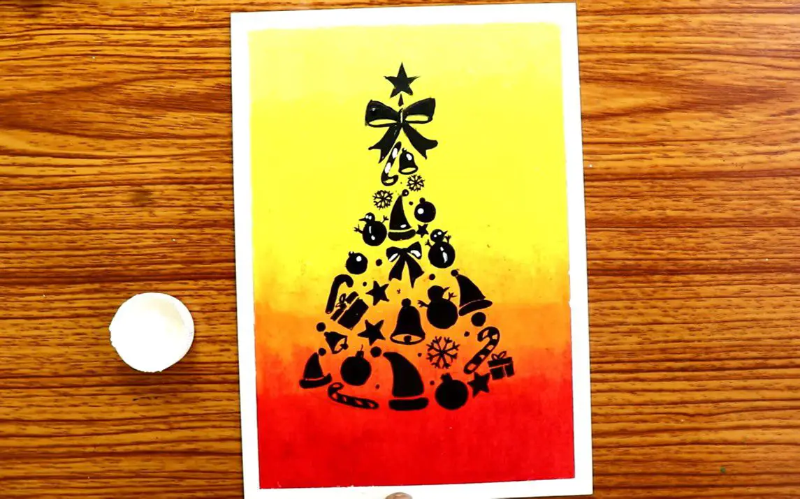 Gorgeous Oil Pastel Painting of an Abstract Christmas Tree